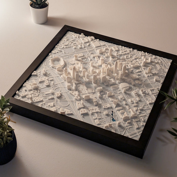 Charlotte 3D Map 3D printed city map, framed