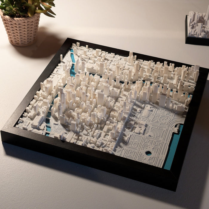 Chicago 3D Map 3D printed city map, framed
