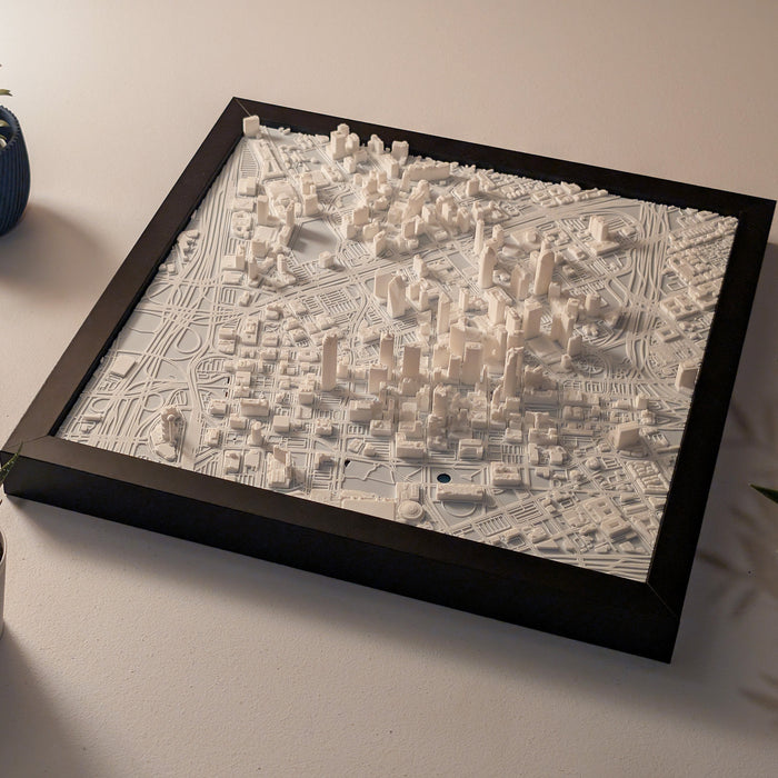 Dallas 3D Map 3D printed city map, framed