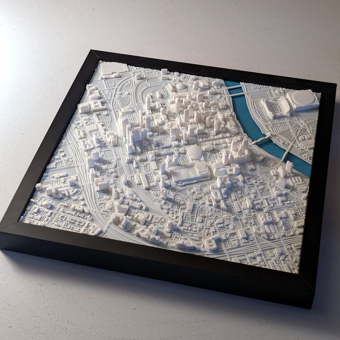 Nashville 3D Map 3D printed city map, framed
