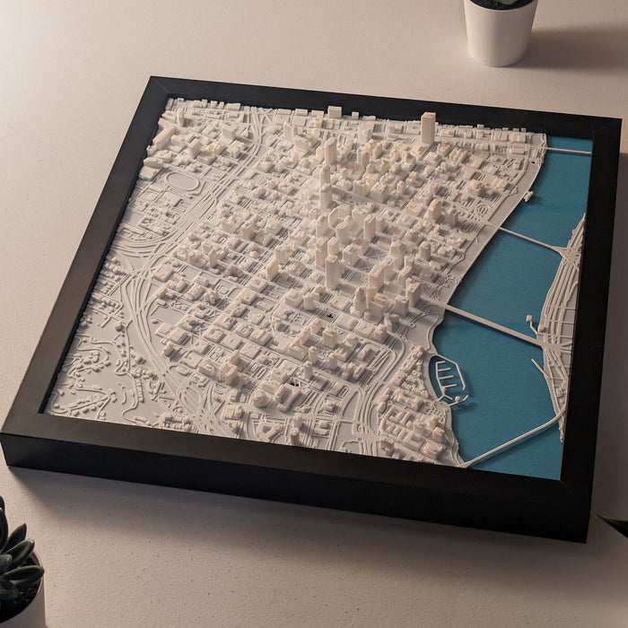 Portland 3D Map 3D printed city map, framed