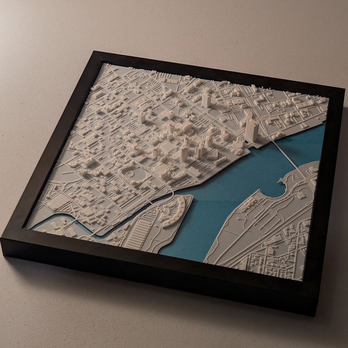 Toledo 3D Map 3D printed city map, framed