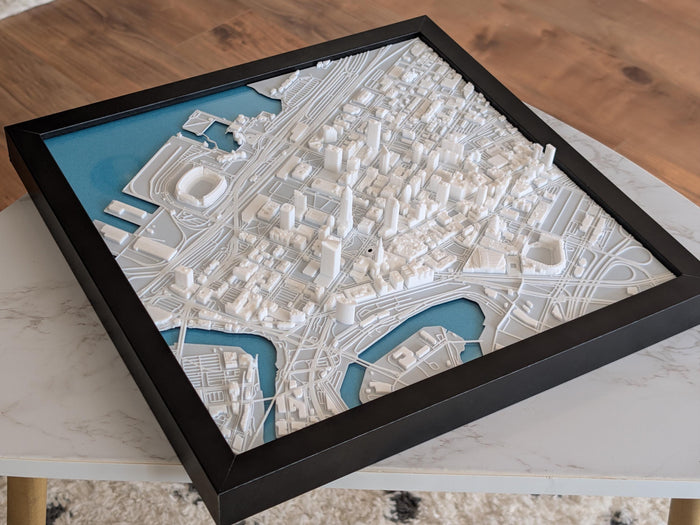 Cleveland 3D Map 3D printed city map, framed