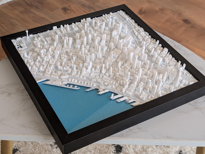 Seattle 3D Map 3D printed city map, framed